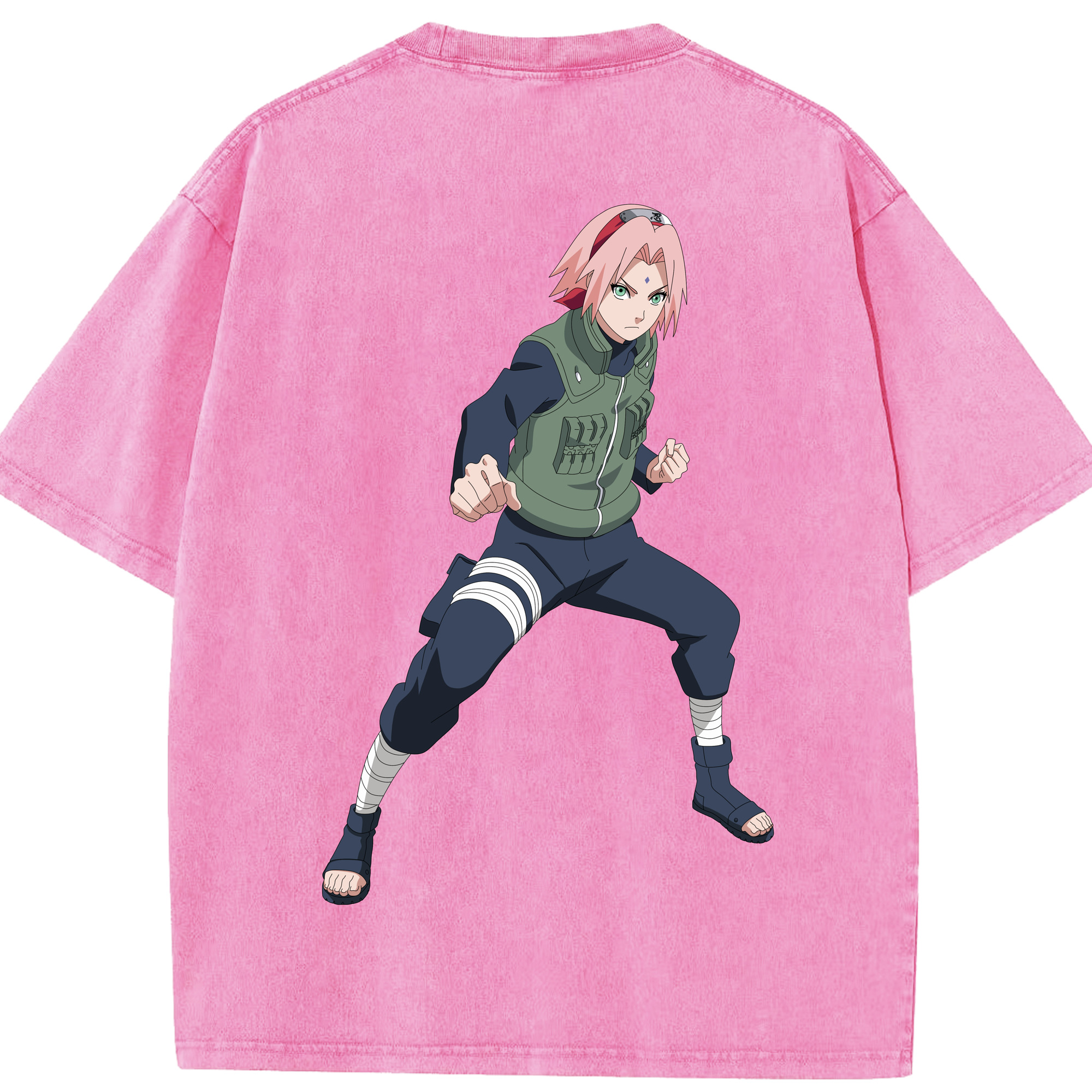 （画像用） NARUTO -ナルト- 春野サクラ Haruno Sakura 綿100% ヴィンテージ風 半袖Tシャツ（背面プリント）